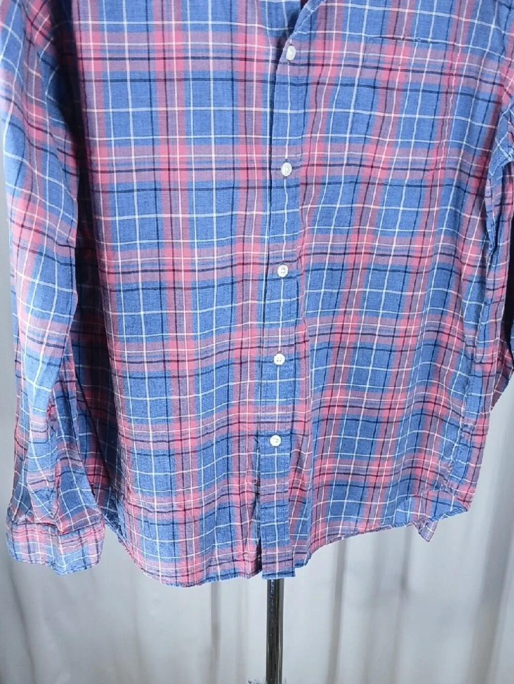 J. Crew Blue and Pink Plaid Cotton Button-Down mens Shirt